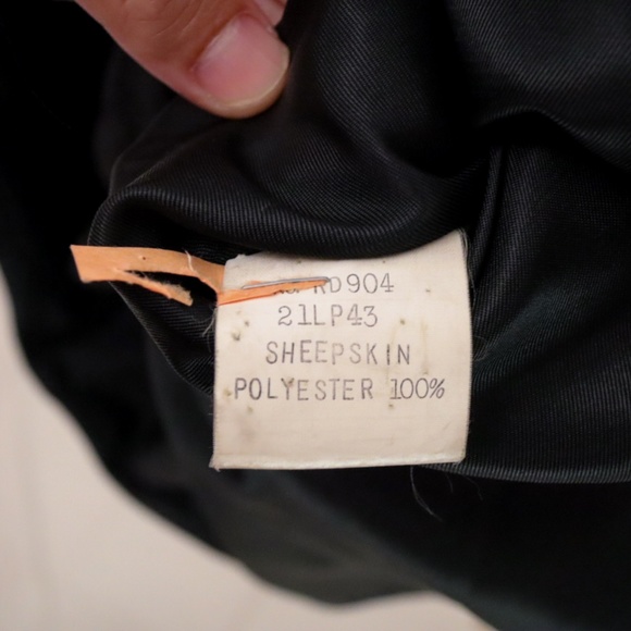 80s y2k Vintage Sheepskin winter black leather jacket coat / size M - Picture 4 of 9